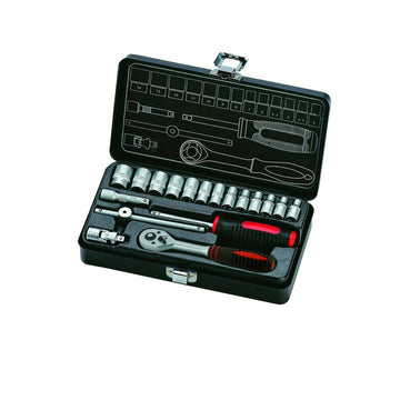 Jeu de douilles 1/4" en coffret métallique S18